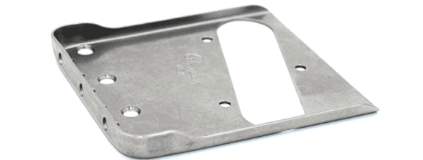 The vintage "double-cut" bridge-plate non-magnetic stainless steel raw deal finish